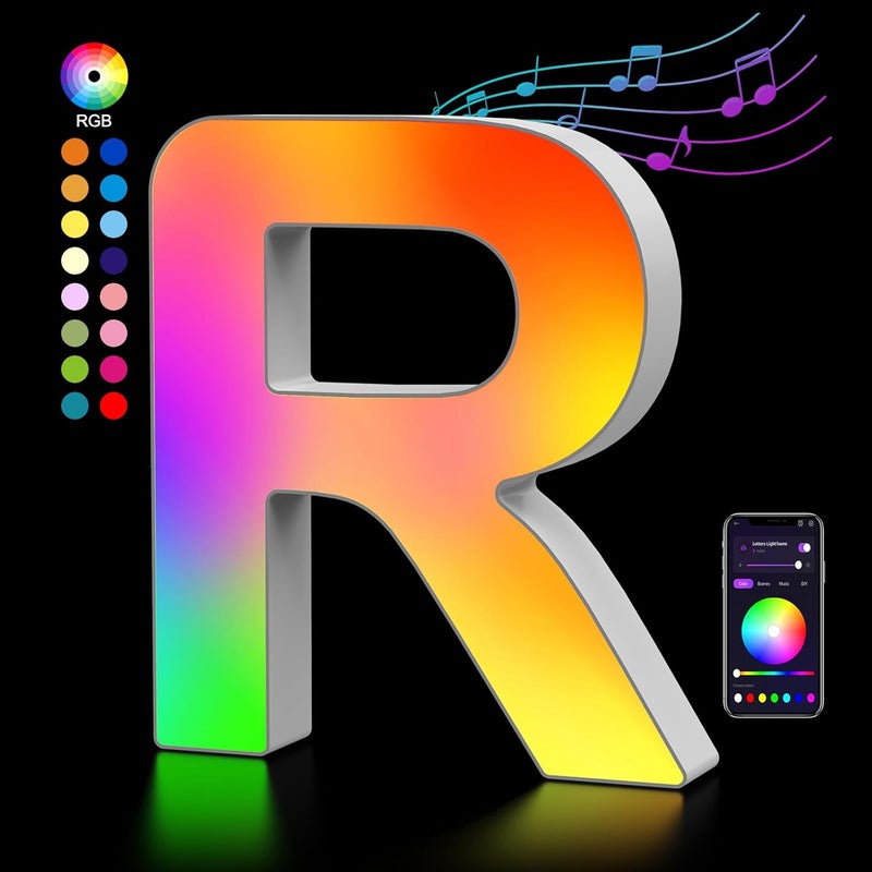 OJQ Light Up Letters LED Letter - Marquee Letters Room Decor Music Sync Color Change Colorful - Christmas Birthday Gifts for Girl Boys 7 Year Old Girl Birthday Gifts Gifts - Image 1